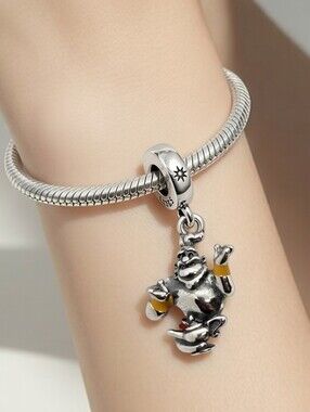 Genie & Lamp Charm 925 Sterling Silver Aladdin Dangle Bead Enamel Bracelet